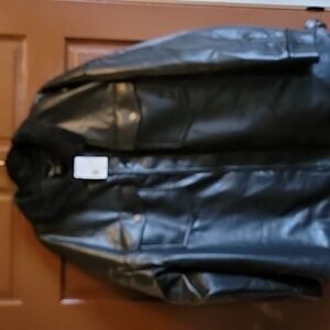 Forever 21-Black faux leather snap front jacket 3X. NWT.